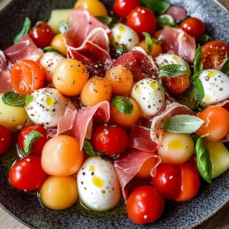 Caprese Melon Salad with Prosciutto and Mozzarella