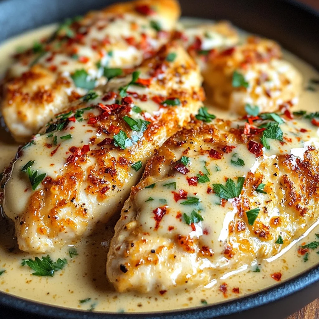 Chicken Fillet in Spicy, Creamy Garlic-Parmesan Sauce