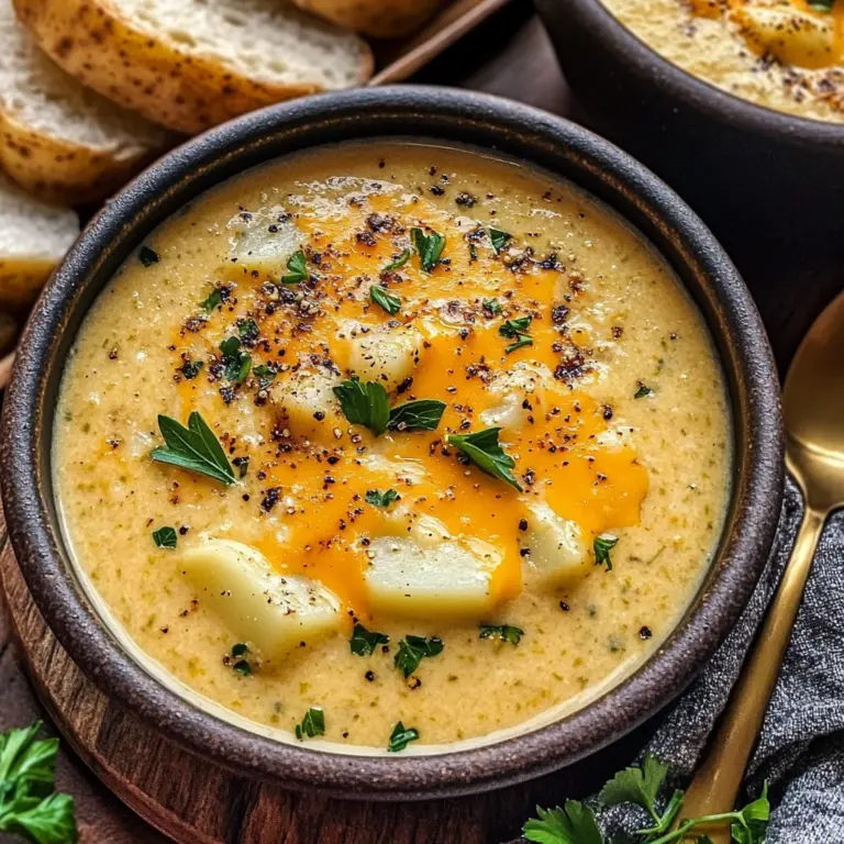 Hearty Cheddar Garlic Herb Potato Soup