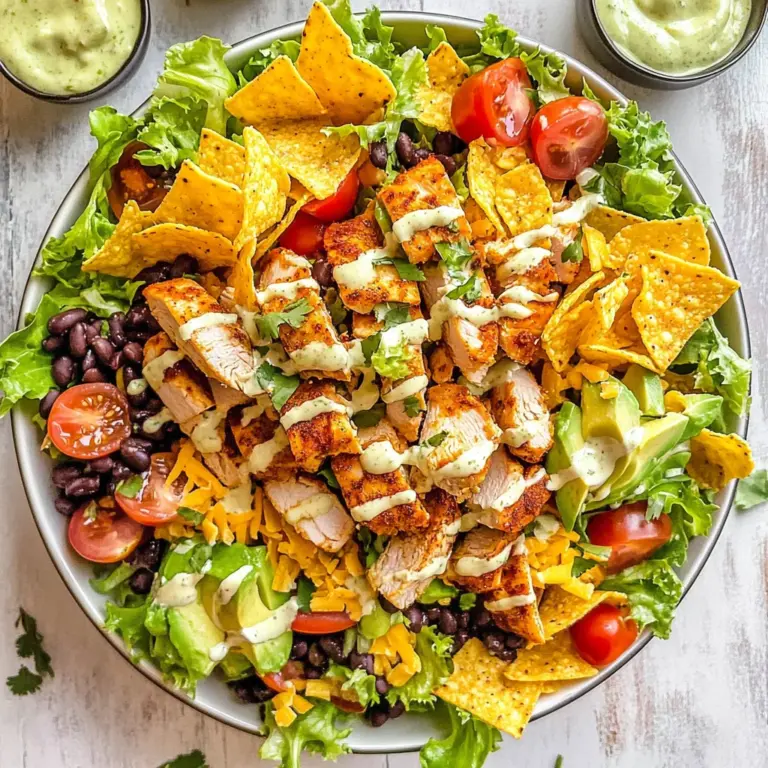 Loaded Chicken Taco Salad with Creamy Lime-Cilantro Dressing