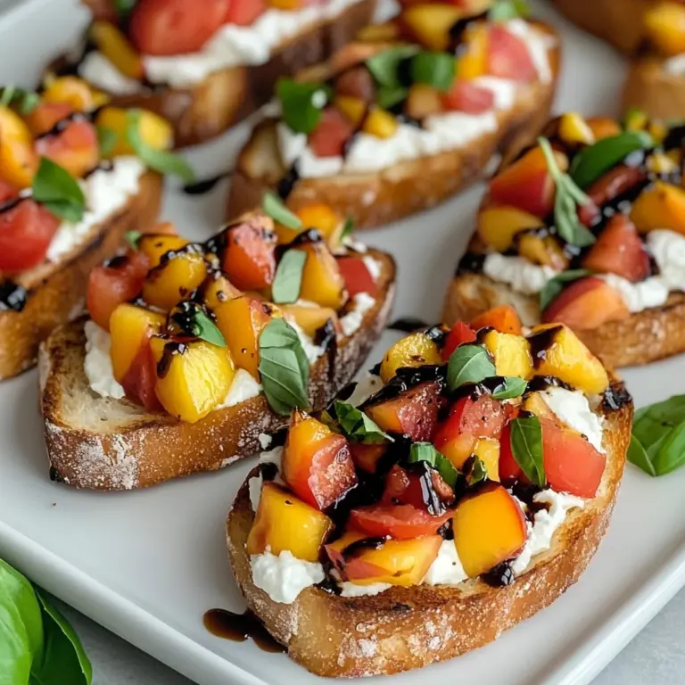 Quick Peach Bruschetta with Whipped Ricotta
