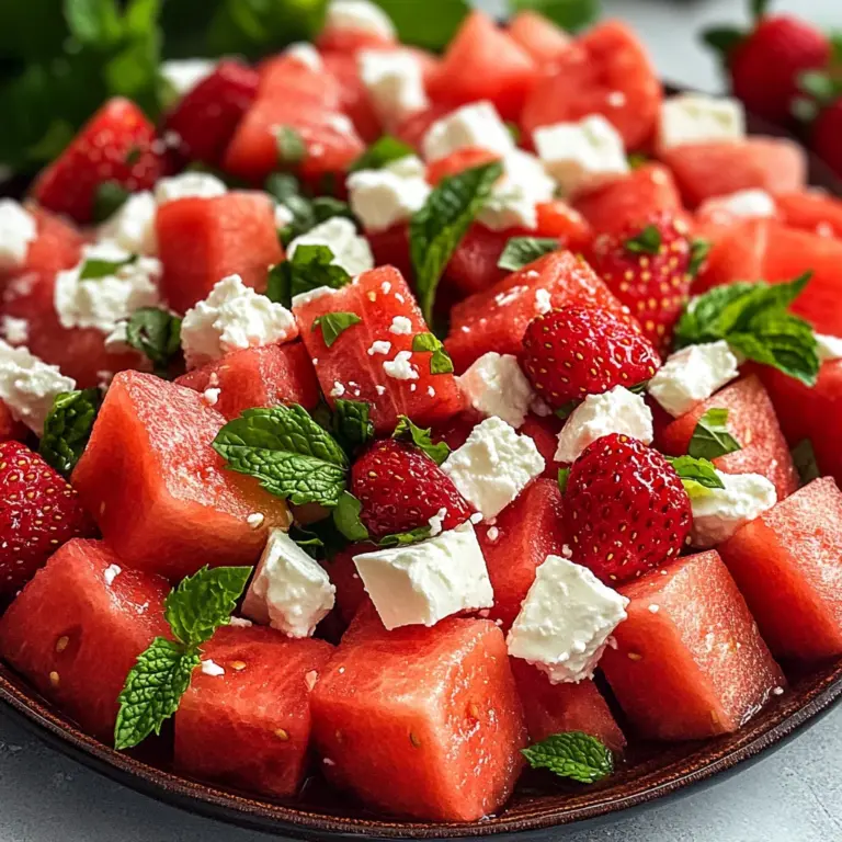 Watermelon Strawberry Salad (With Feta) You'll Love!
