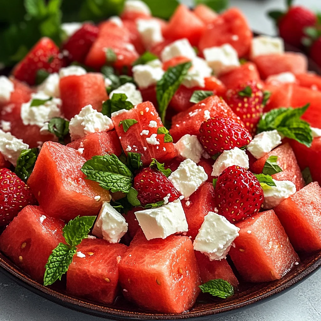 Watermelon Strawberry Salad (With Feta) You'll Love!